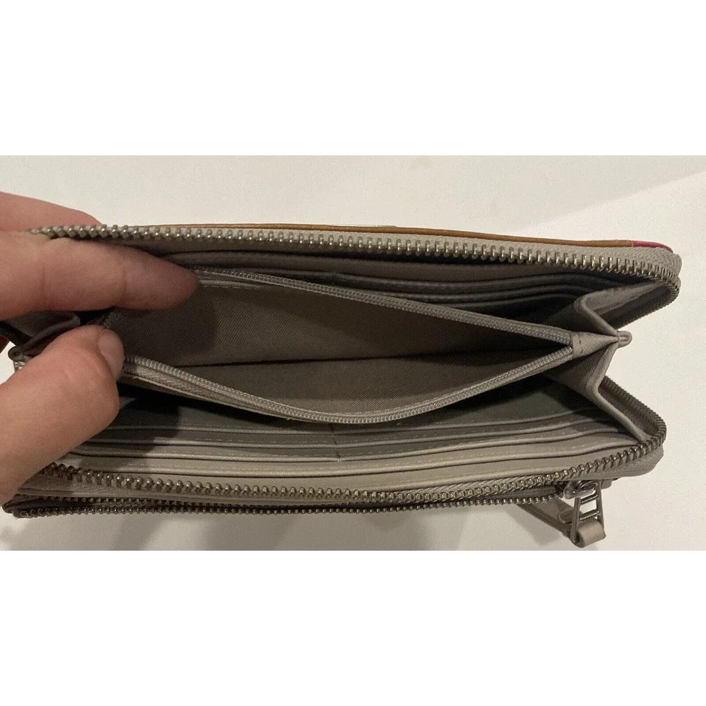 Fossil Zip Around Wallet Leather‎ Multicolored Patchwork